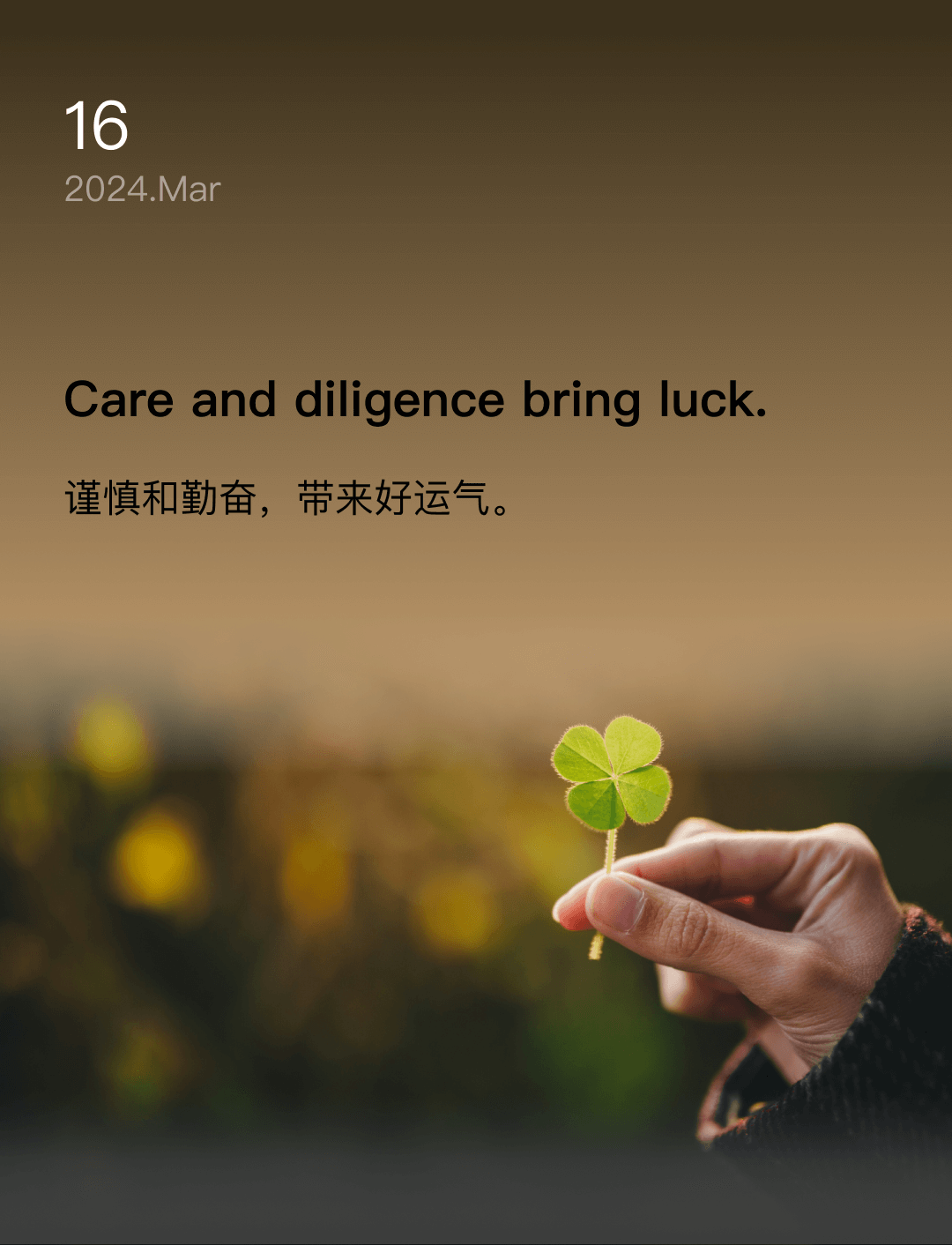 Care and diligence bring luck.